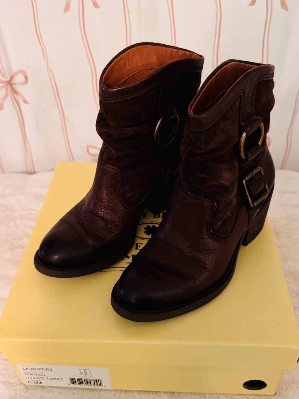 Lucky Brand Women's Brown Leather Buckle Ankle Boots